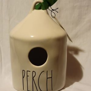 NWT Rae Dunn PERCH Birdhouse with Mushrooms